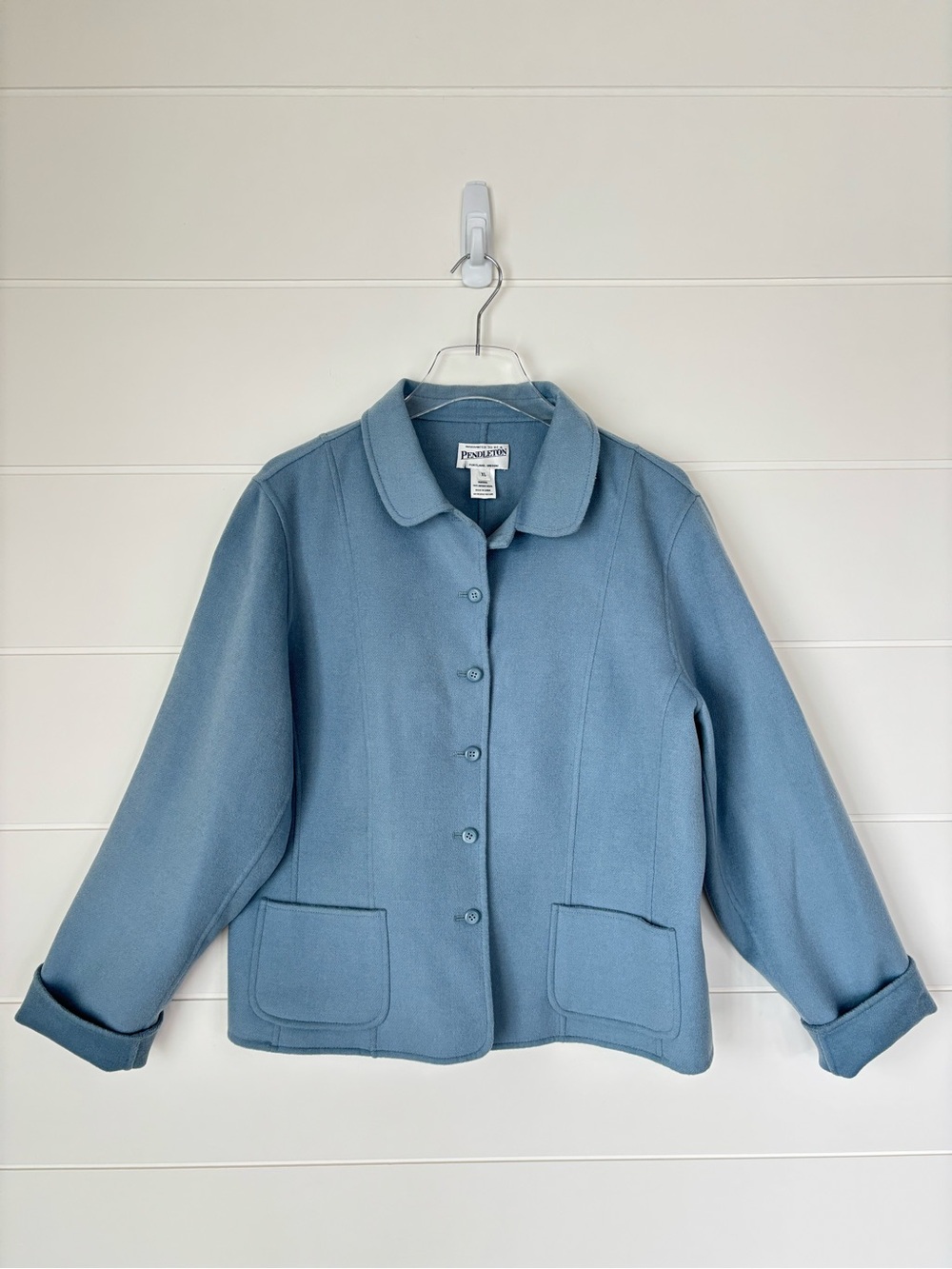 Vintage Pendleton Light Blue Merino Wool Button Front Coat Size Extra Large - Picture 14 of 14